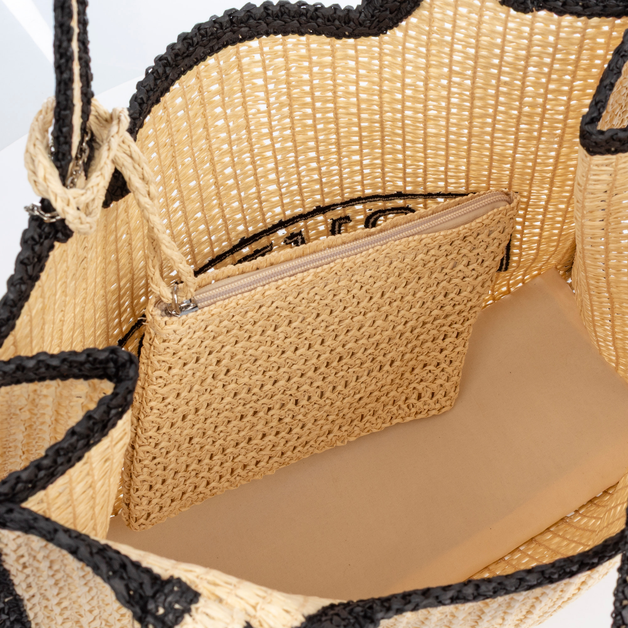 Bergamasco Bolso shopper Mujer. Fabricado en paja trenzada diseño "Love Me".