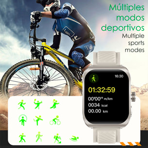 DAM Smartwatch Z88 Pro doble pulsera. Funciones outdoor, llamadas BT, notificaciones push. Funciones deportivas + salud. 5,2x1,2x4,1 Cm. Color: Plata