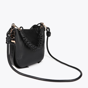 Borsa con manico intrecciato effetto pelle