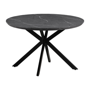 Tavolo tondo 120 cm con top effetto marmo grigio scuro - Gabry