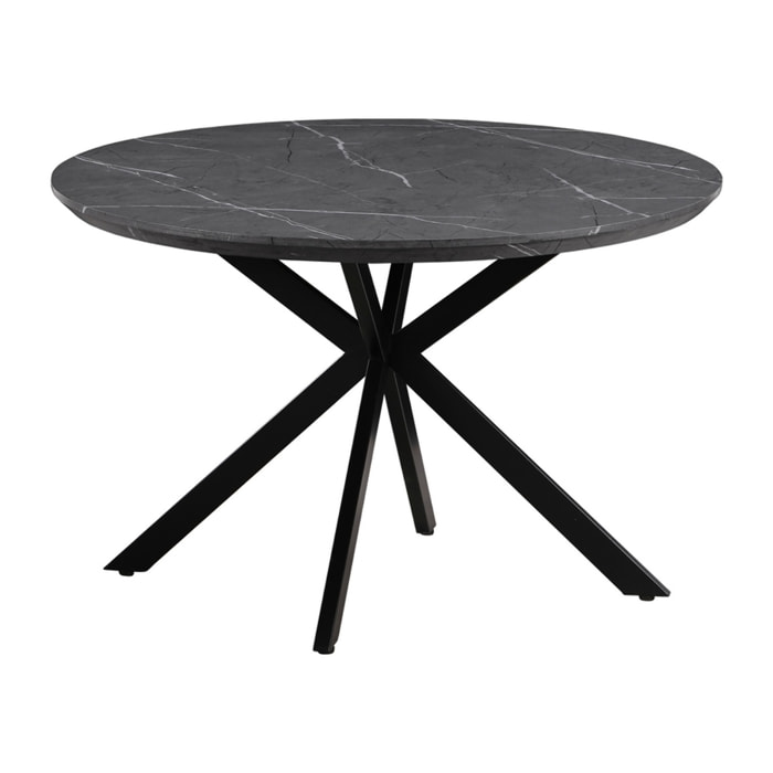 Tavolo tondo 120 cm con top effetto marmo grigio scuro - Gabry