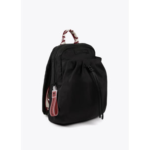 Zaino in nylon con spalline logo a contrasto
