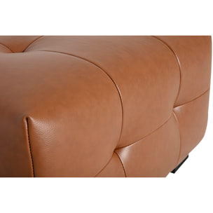 Pouf repose-pieds design en cuir marron CORTO