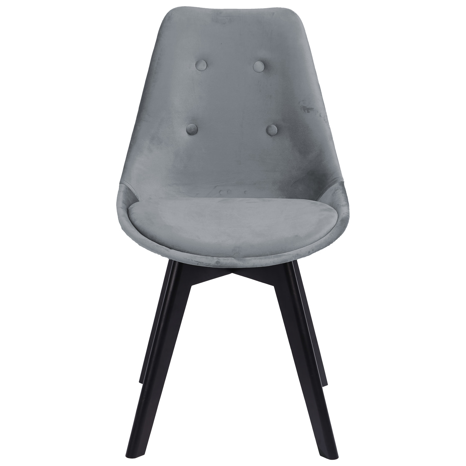 Lot de 4 chaises en velours NORA grises avec coussin