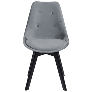Lot de 4 chaises en velours NORA grises avec coussin