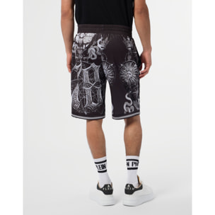PHILIPP PLEIN Mesh Basketball Shorts Tattoo