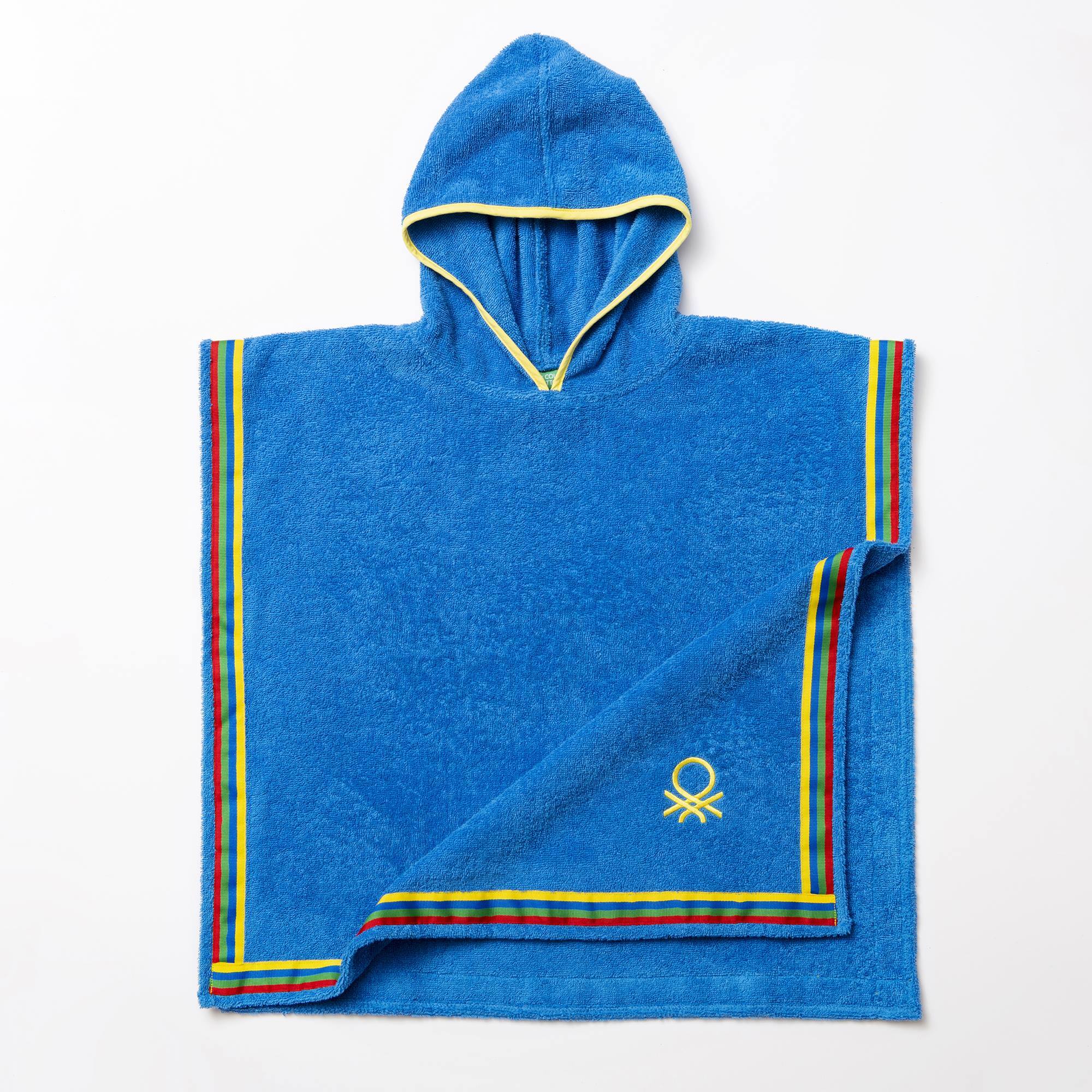 Albornoz poncho de niños 65x65cm de 380gsm 100% algodón azul Benetton