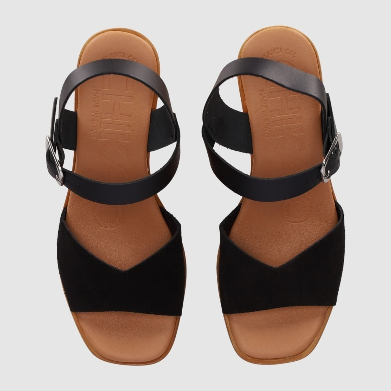 Sandalias de Serraje - Negro - Tacón: 6 cm