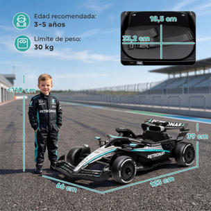 AIYAPLAY Kart Eléctrico para Niños 12V Mercedes-AMG PETRONAS F1, Go Kart Mando a Distancia 2,4G, 2 Motores, Suspensión Trasera, Arranque Suave, 3,3-5,5km/h, Luces LED, Música, Claxon, 3-5 Años, Negro