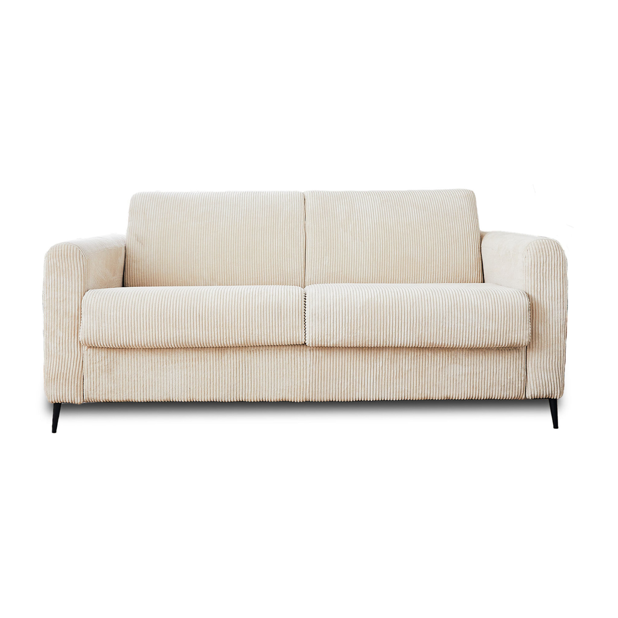 Owen - canapé lit 3 places convertible express couchage quotidien 140 cm matelas 12 cm en velours côtelé - Beige
