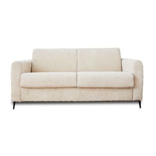 Owen - canapé lit 3 places convertible express couchage quotidien 140 cm matelas 12 cm en velours côtelé - Beige
