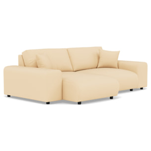 Garance - canapé d'angle réversible 4 places en simili - Beige