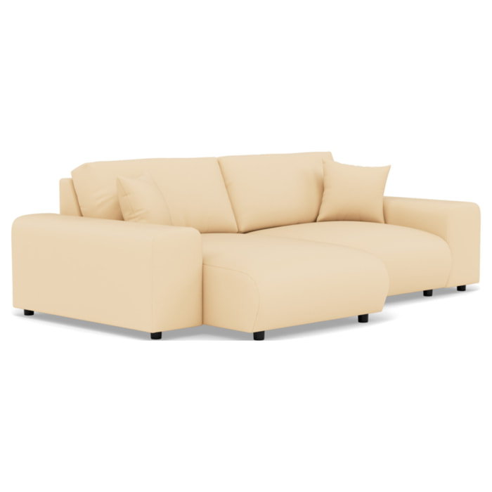 Garance - canapé d'angle réversible 4 places en simili - Beige
