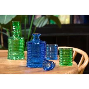 J-Line Carafe Cotelé - verre - bleu cobalt