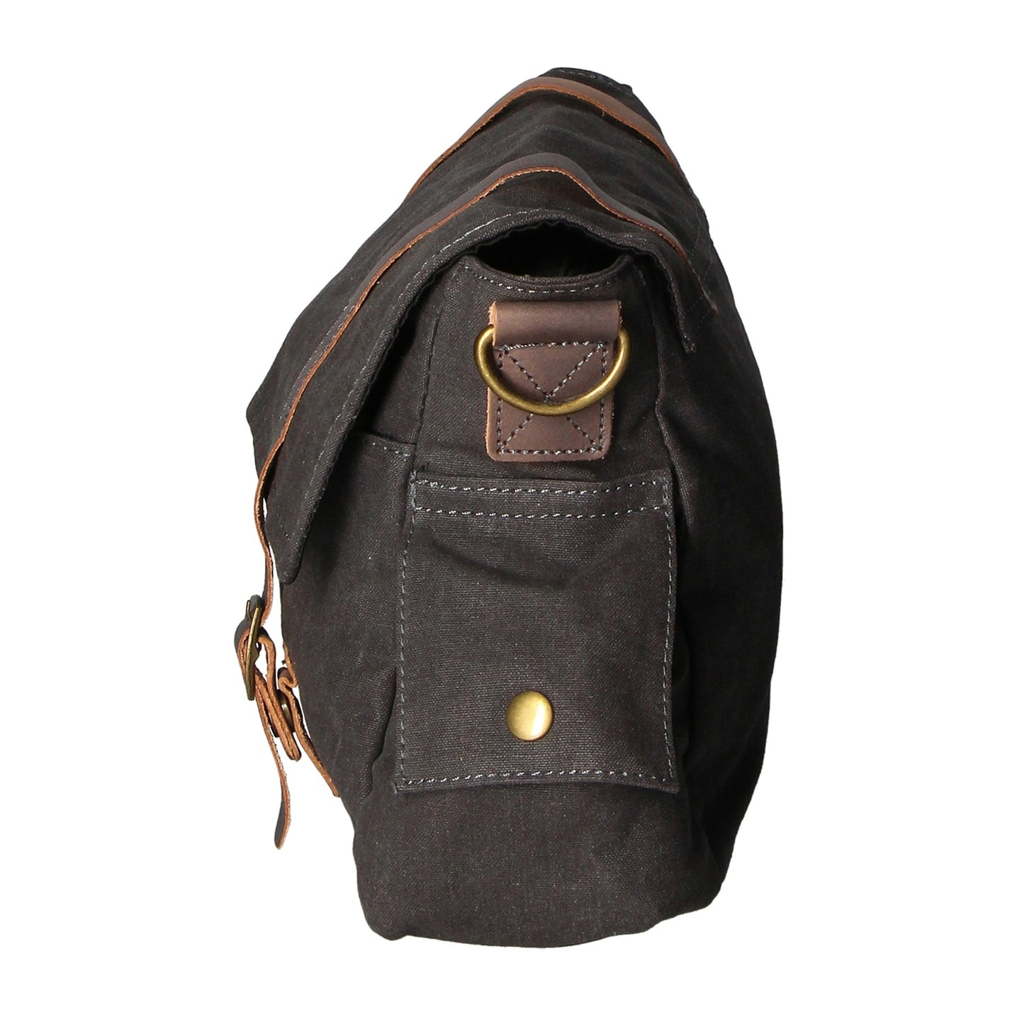 Borsa a spalla unisex - Modello Mina - Canvas e vera pelle - 24.0 x 34.0 x 10.0 cm