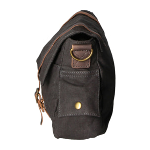 Borsa a spalla unisex - Modello Mina - Canvas e vera pelle - 24.0 x 34.0 x 10.0 cm