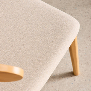 Chaise vintage bois d'hévéa naturel et tissu (lot de 2) ARIA