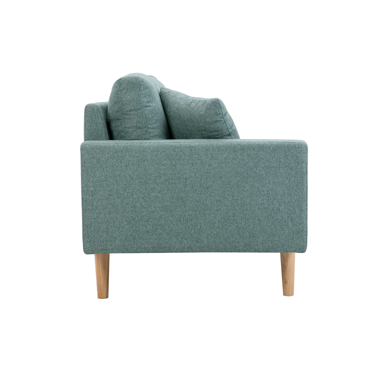 Méridienne scandinave en tissu vert de gris et bois clair massif L190 cm BERTILLE