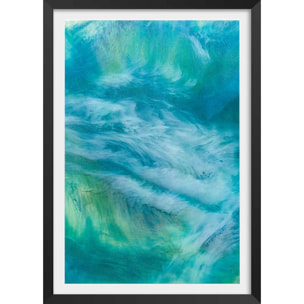 Poster bleu nebuleux Affiche + cadre en bois - Noir