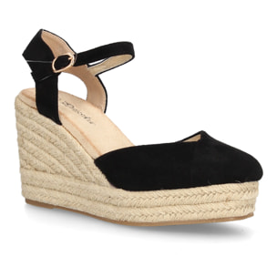 Cuñas de esparto con pulsera elegante para mujer.