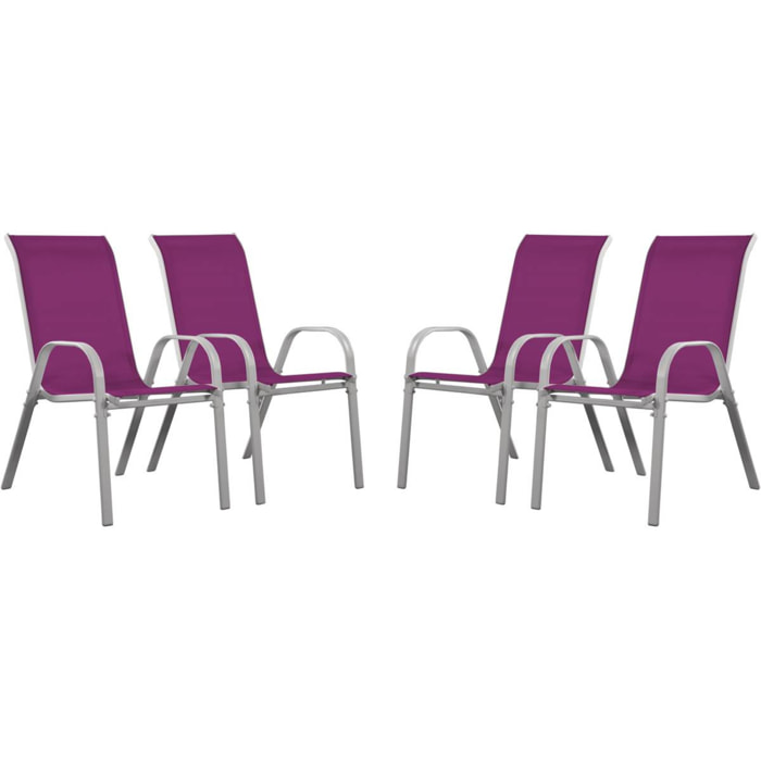 Fauteuil jardin Textilène "Cordoba" - Phoenix - Rose - Lot de 4