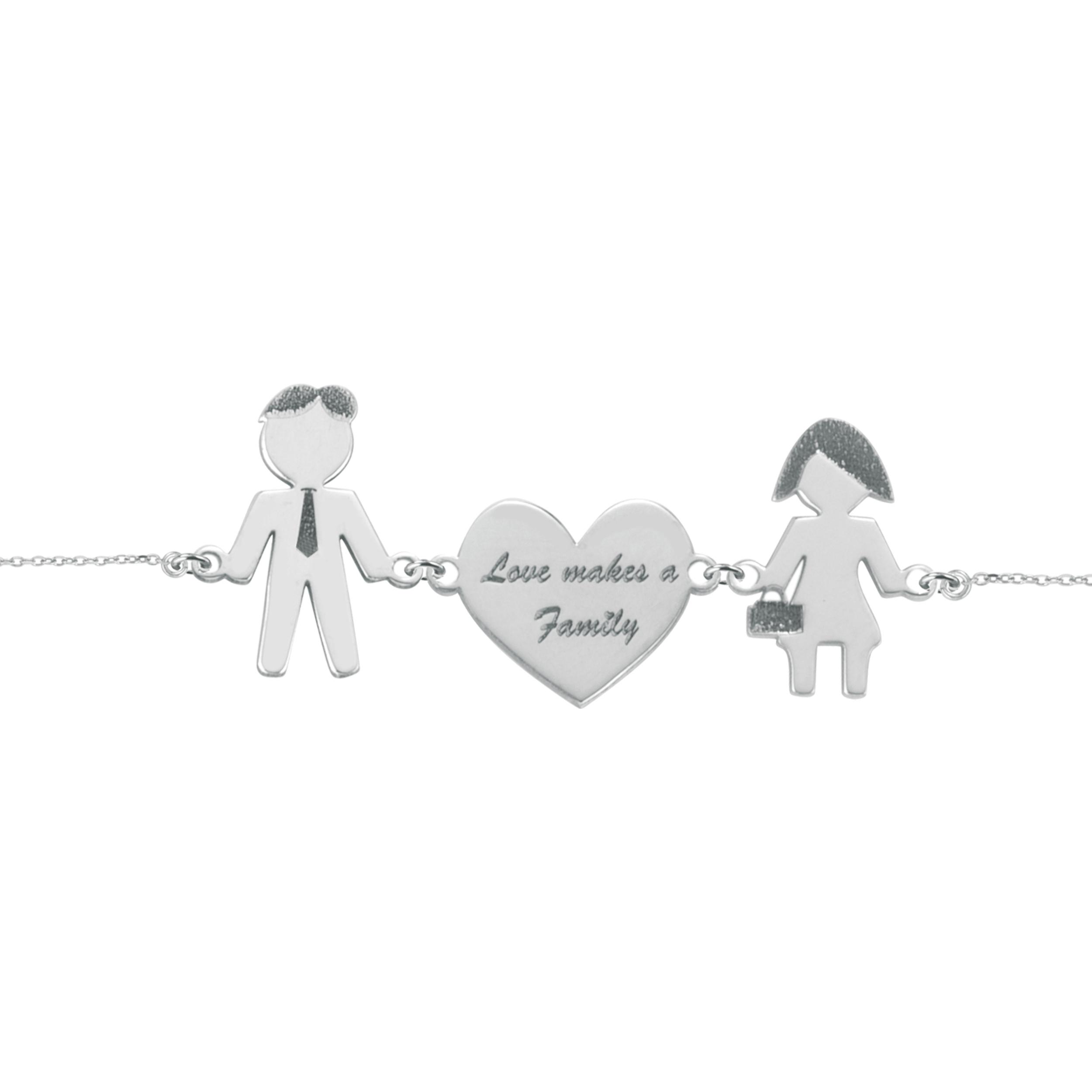 Bracciale Love Makes a Family Lui-Cuore-Lei Argento