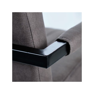 Chaise avec accoudoirs gris et pieds luge en métal noir - TOMMY