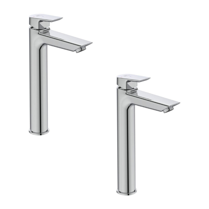 Lot de deux mitigeurs lavabo IDEAL STANDARD Tesi réhaussé sans tirette sans vidage chrome