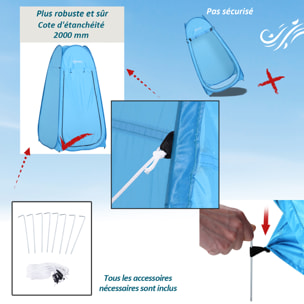 Tente de douche pliable pop-up automatique instantanée cabinet de changement camping polyester bleu