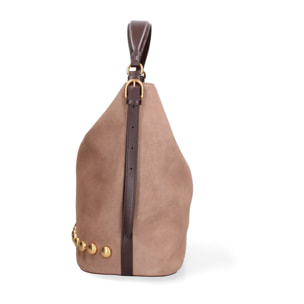 Borsa a spalla da donna Made in Italy - Modello Seraphina Plus - Pelle scamosciata - 31.0 x 31.0 x 15.0 cm