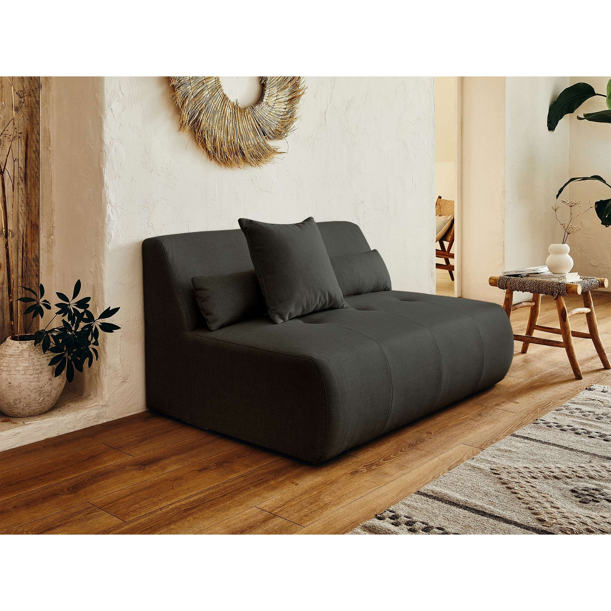 Onyx - canapé modulable d'angle gauche 5 places - en tissu - Gris foncé