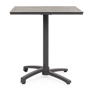 Tavolo da bar quadrato LAREDO in alluminio antracite e HPL tortora, pieghevole e impilabile, 70×70×74 cm