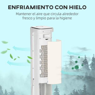 Climatizador Evaporativo 75W Altura 86 cm Oscilante con Control Remoto Depósito 5L 3 Modos 3 Velocidades Temporizador 12h y Pantalla LED Táctil 23x29x86 cm Blanco