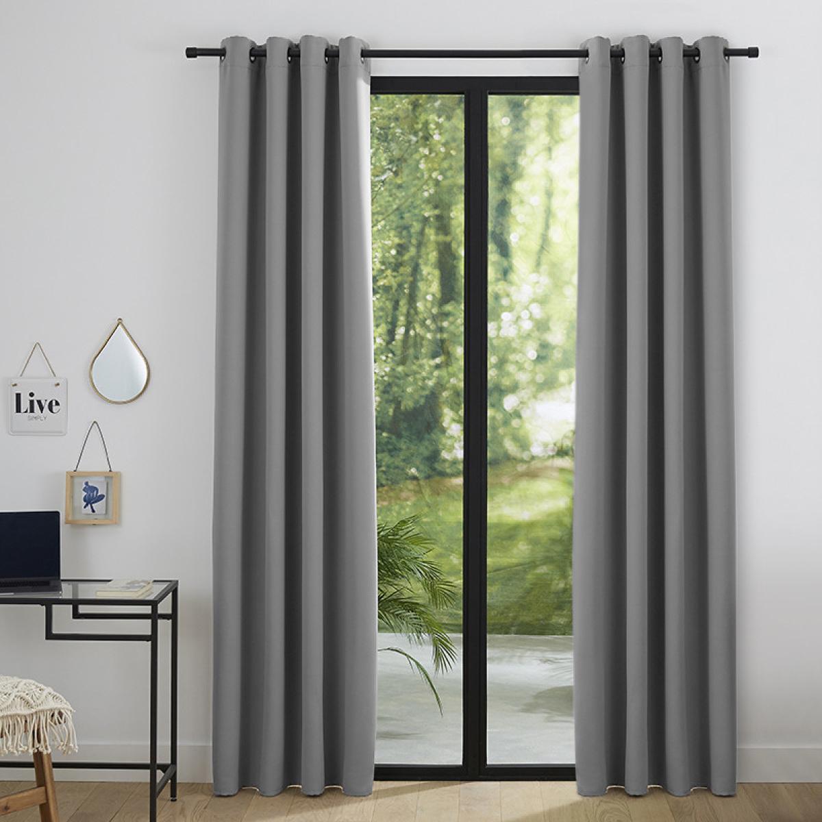 Lot de 2 rideaux occultant gris clair 140 x 260 cm