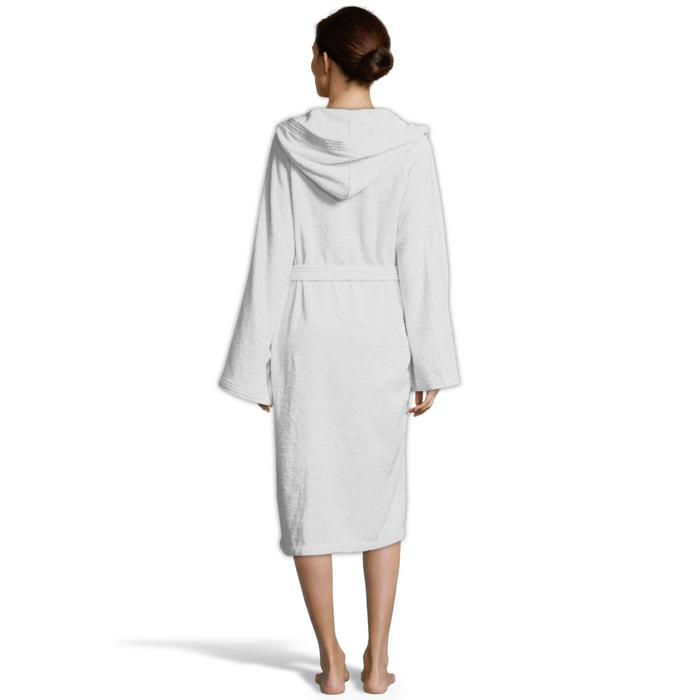 Bassetti Morbido Accappatoio 360 gr con Cappuccio 100% Cotone Uomo Donna Spugna Taglie Forti - ITALY Designed - Collezione VIVIAN - BIANCO 13