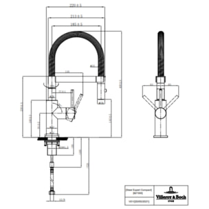 Evier Subway Pure 60 1 bac et demi égouttoir à droite vidage auto + Robinet Steel Expert Compact Anthracite