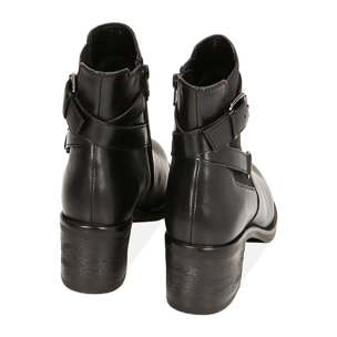 Botines Chelsea de cuero negro hasta el tobillo, tacón de 6 cm