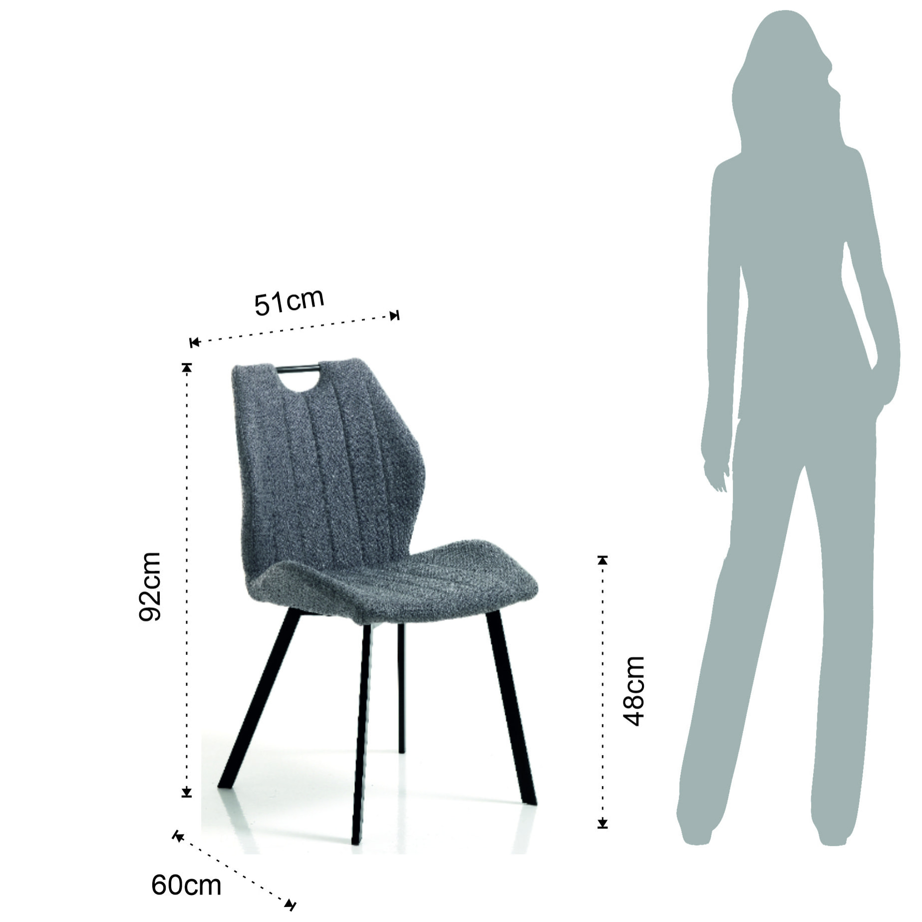 Tomasucci Lot de 4 Chaises MONIA GRIS FONCE