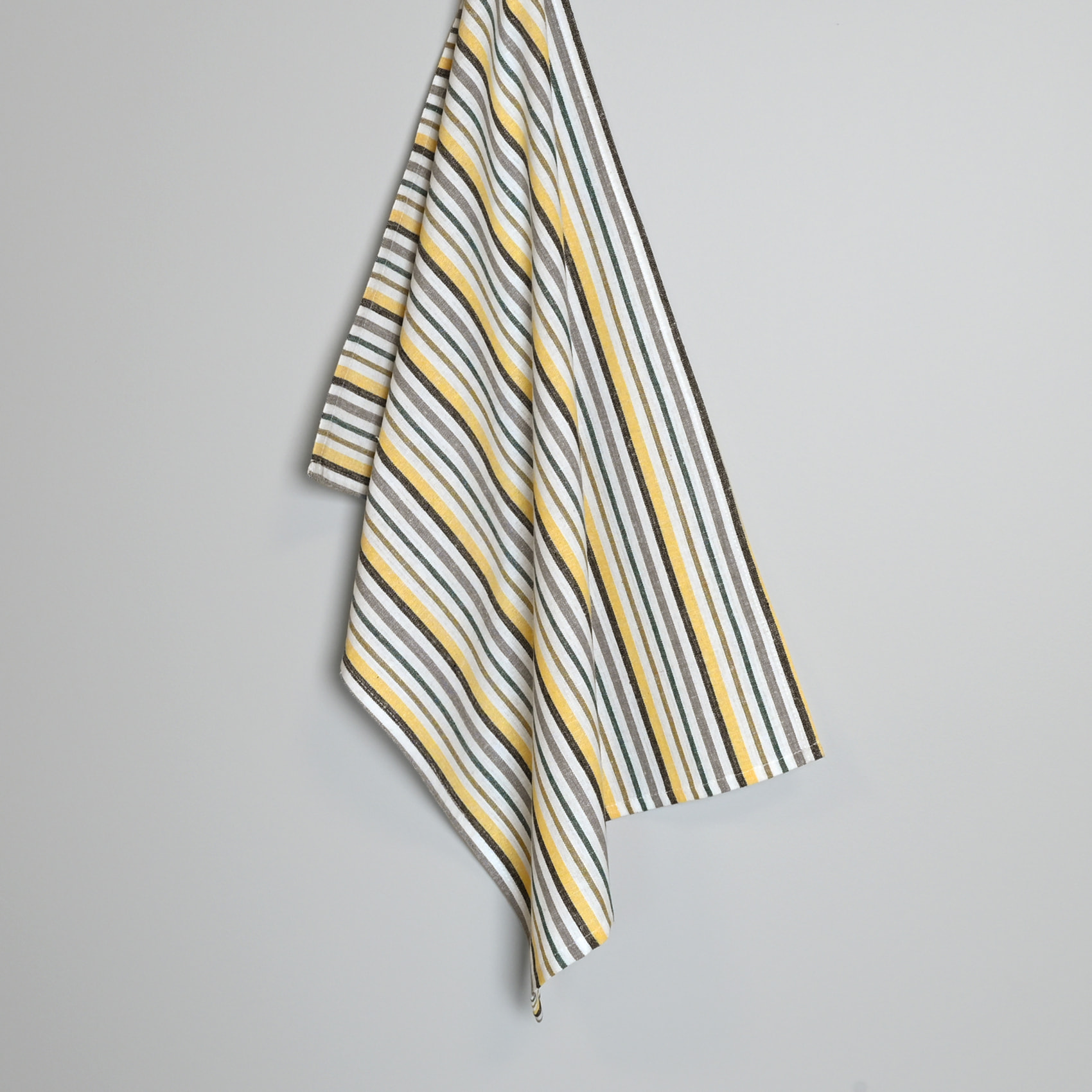 Torchons de cuisine rayures en coton - Jaune