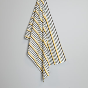Torchons de cuisine rayures en coton - Jaune