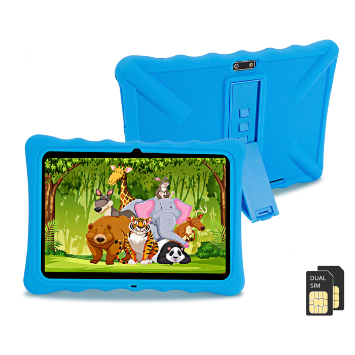 Tablet Infantil T10 WiFi + Dual SIM. SO Android 10 con IWAWA. Pantalla 10,1'' 1280x800px. SC7731E, ARM Cortex™-A7 Quad-Core,1.3Ghz 2GB RAM + 32GB. Doble cámara.