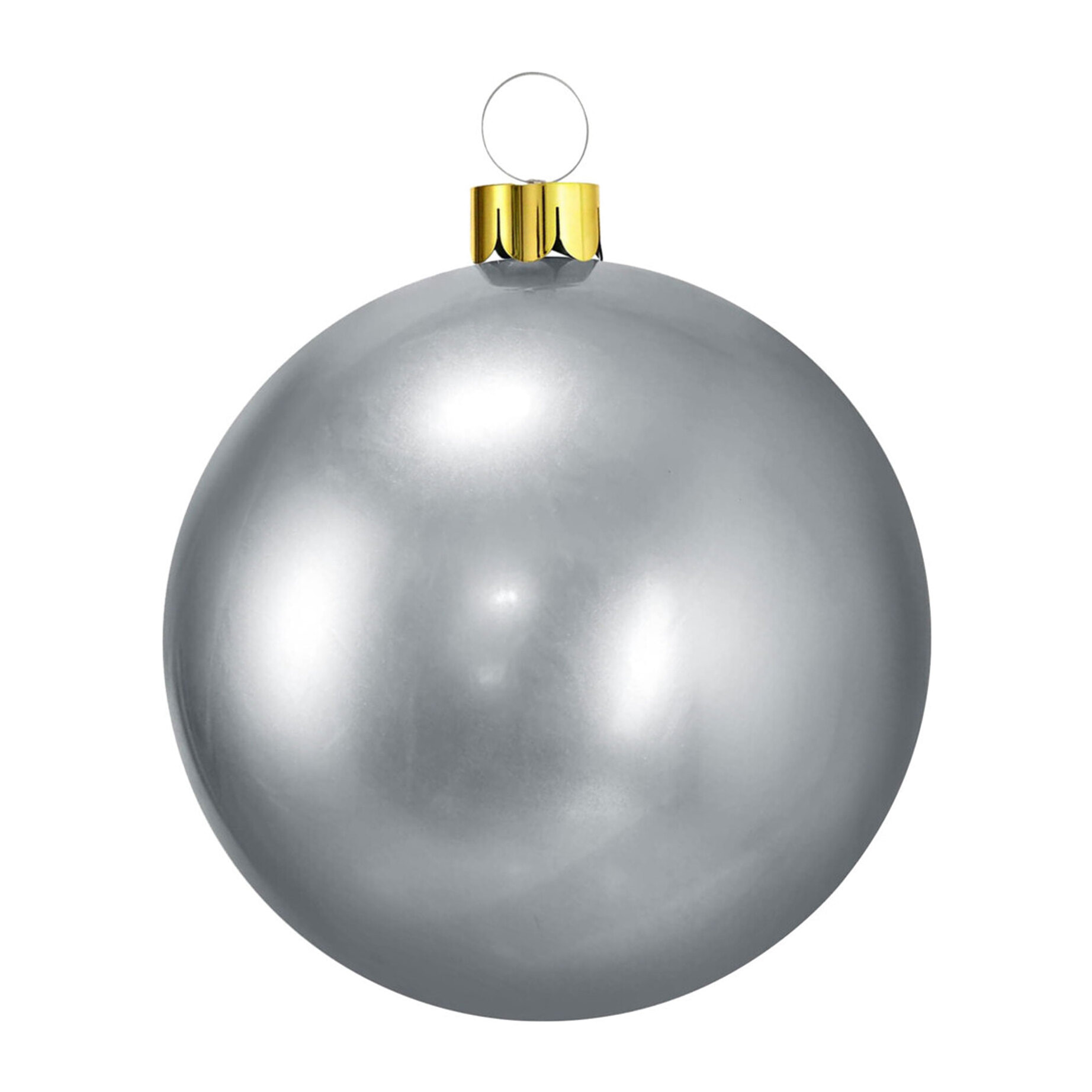Bola de navidad inflable plateada de 6,5cm con ventosa