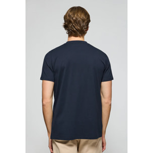 Maglietta blu marino a girocollo e logo Rigby Go ricamato