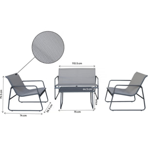 Salon de jardin en métal "Fortaleza" - 4 places - Gris clair