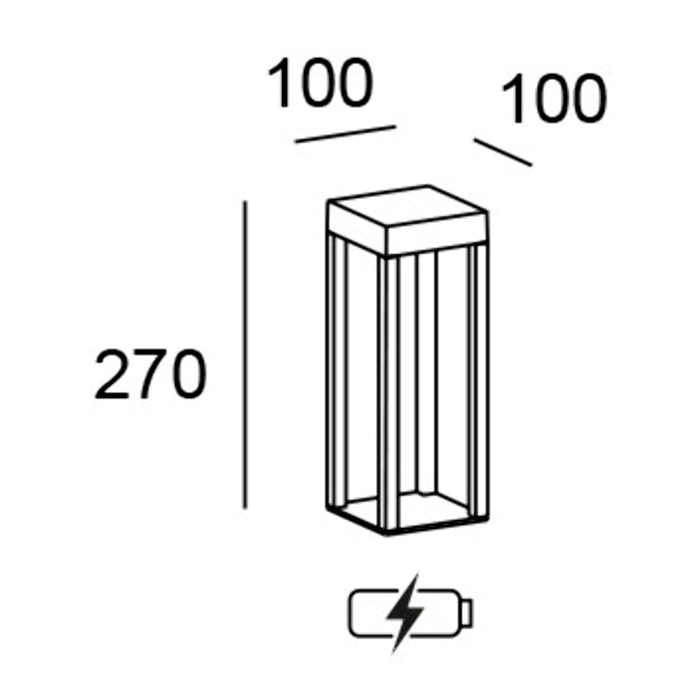 LEDS C4 Baliza Chillout Ip65 Rack Rechargeable 100X100X270Mm Led 1.5W Blanco Cálido