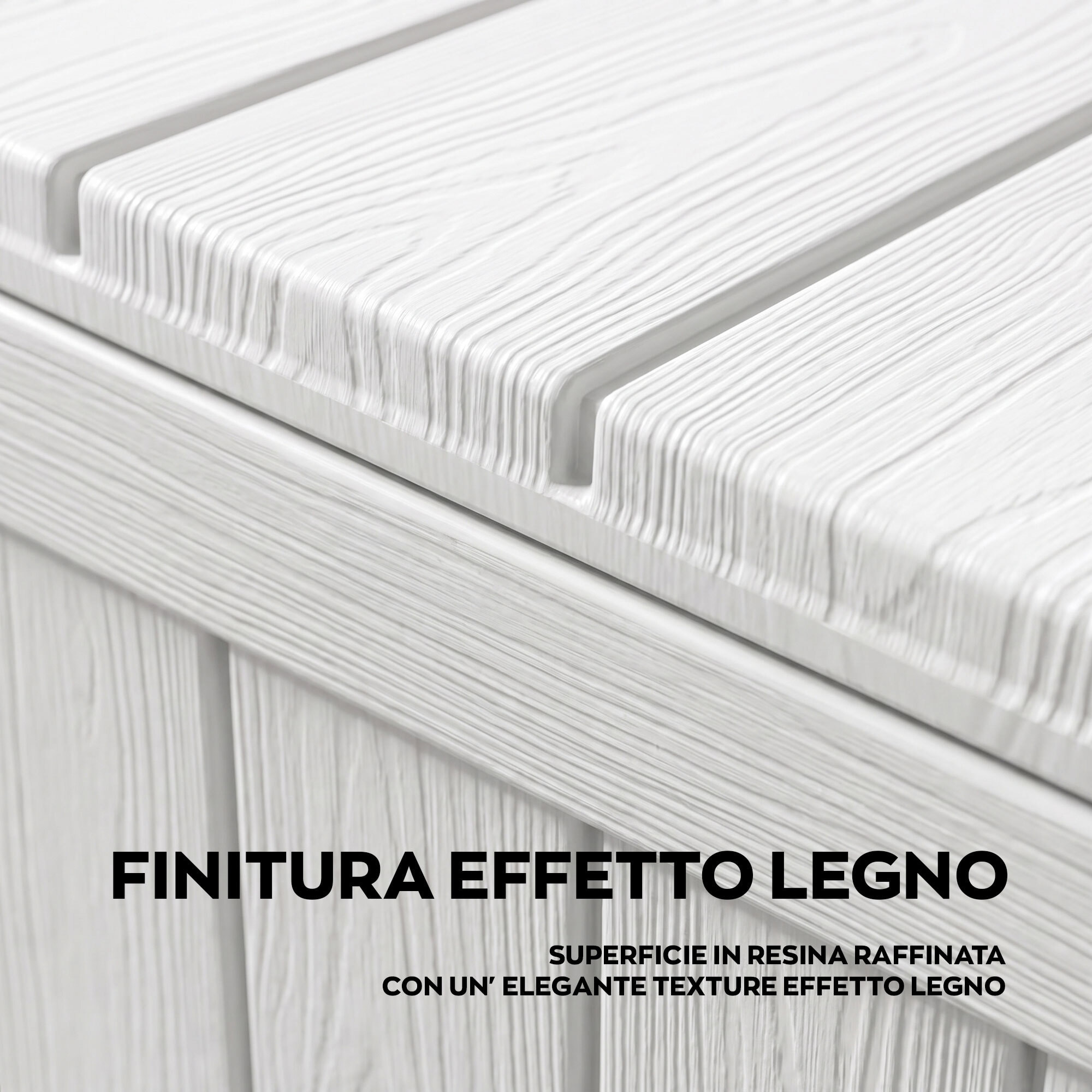 Neo 75 - Baule Portaoggetti da Giardino 110x46x53 cm 285 lt Contenitore Lucchettabile in Resina Bianco