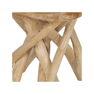 Tabouret d'appoint 40cm de haut en assemblage de bois de teck - FIGARO