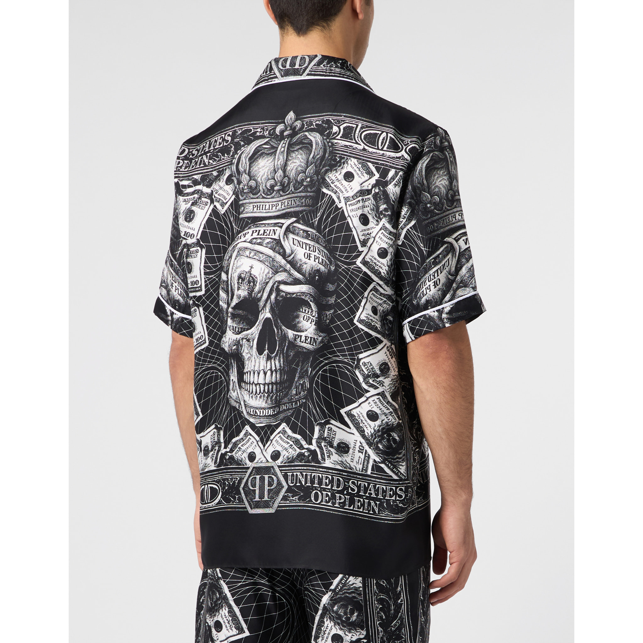 PHILIPP PLEIN Bowling Shirt Skull Dollar