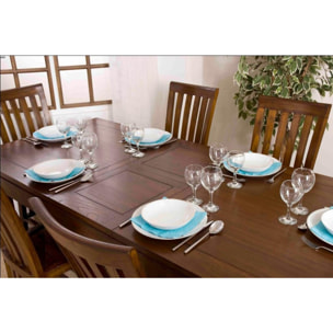 LAUREN - Table à manger rectangulaire marron rallonge 160/200cm bois Mindi