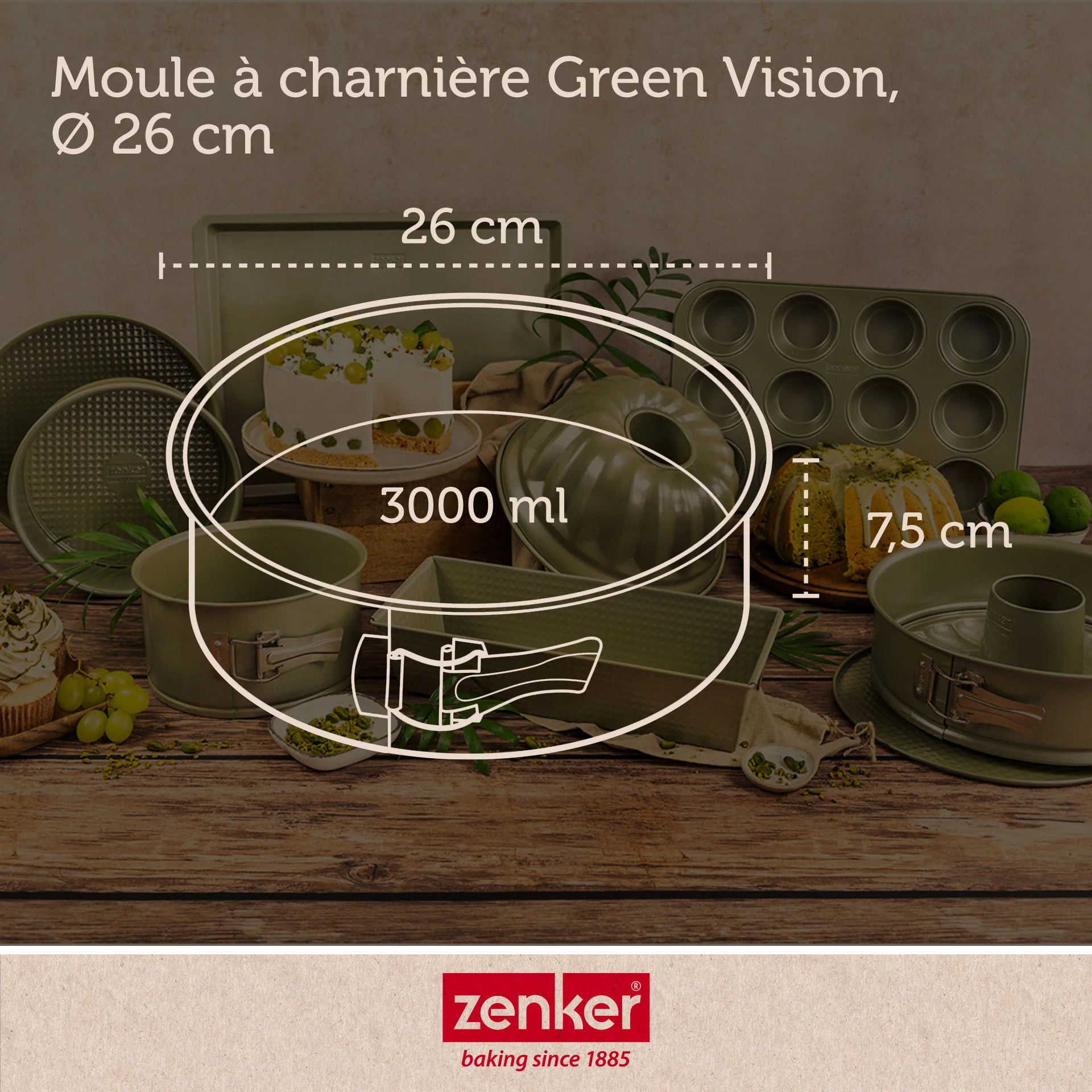 Set pâtisserie avec moule à manqué revêtement cire de carnauba, 2 bols à mixer, verre mesureur et spatule Zenker